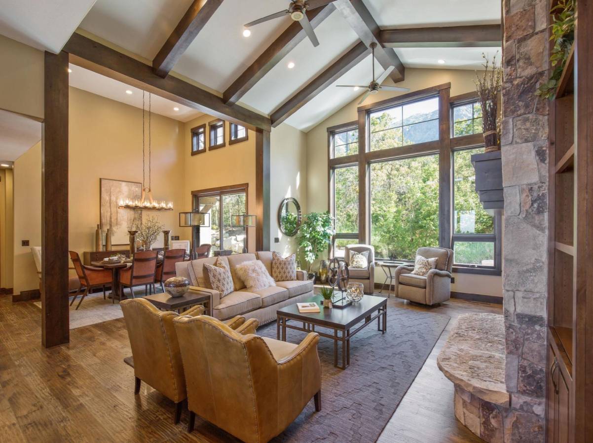 Hardwood floors in modern living room with natural light
